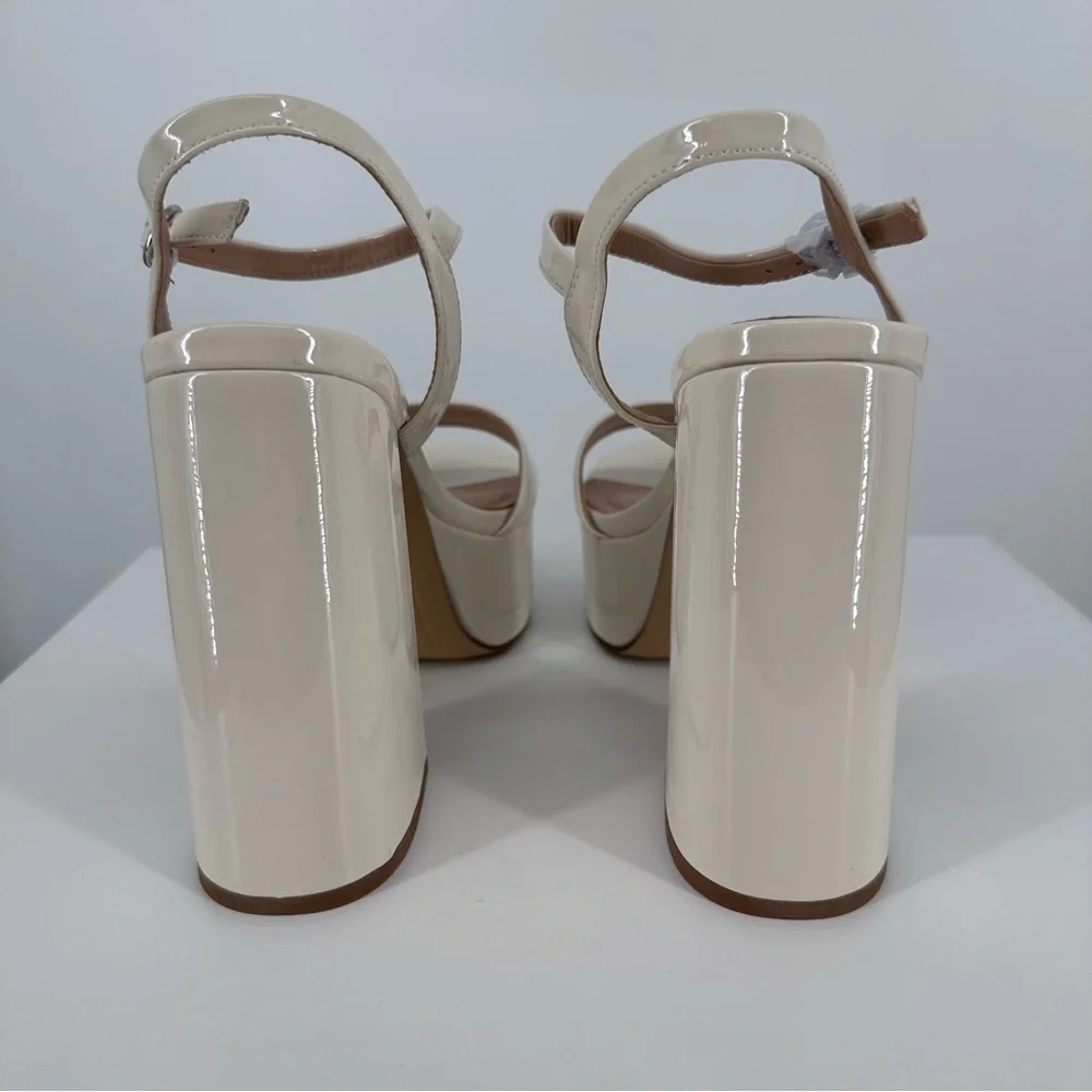 Steve Madden Jolie Platform Ankle Strap Heeled Sandals in Bone Patent size 10